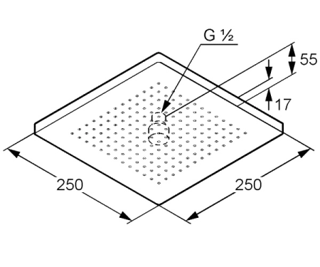 Верхний душ Kludi A-Qa Eco 6654105-00 25x25 см квадратный, толщина 15 мм, цвет хром