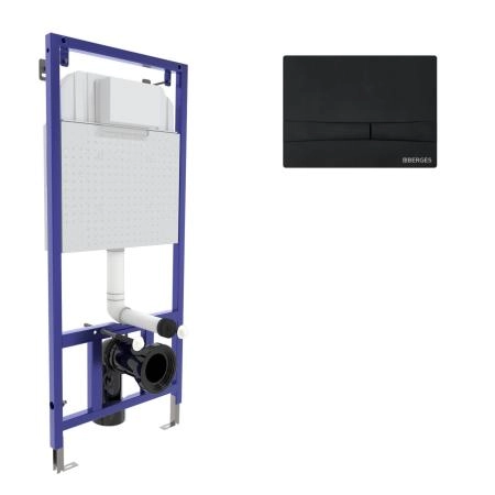 Инсталляция BERGES NOVUM 40255 для скрытого монтажа унитаза кнопка F5 Soft Touch, черная