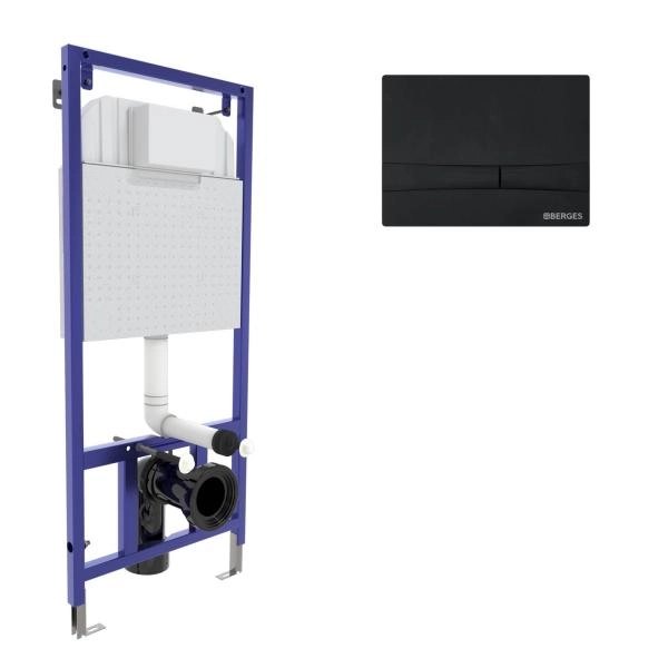 Инсталляция BERGES NOVUM 40255 для скрытого монтажа унитаза кнопка F5 Soft Touch, черная