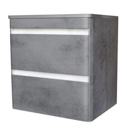 Тумба Style Line Elfante Атлантика 60 подвесная, Люкс бетон темный, (2 ящ.), со столешницей МДФ, PLUS
