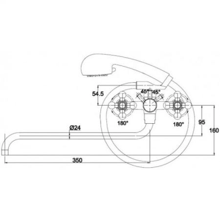Смеситель для ванны KAISER Carlson Lux (11155) с душем  хром