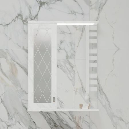 Зеркало-шкаф с LED подсветкой Volna Milena 55 левое белый глянец