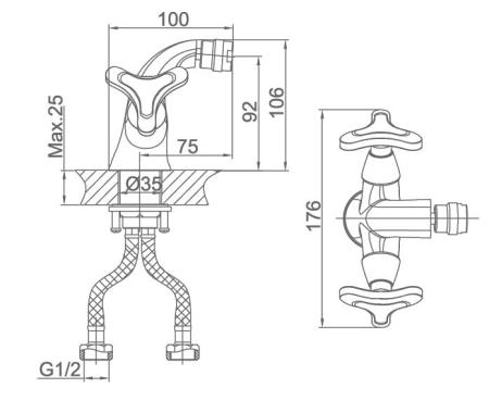 Смеситель для биде D&K Hessen Goethe (DA1382241)