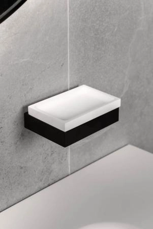 Мыльница Boheme настенная Qubic Matt Black 10723-B