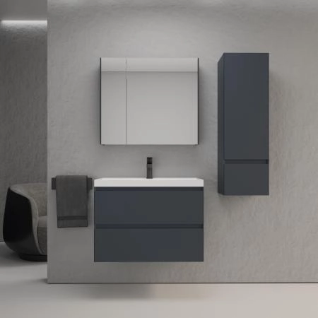 Тумба подвесная Style Line Манхэттен 80 ЭМАЛЬ под ASTI 80 2 ящика PLUS графит