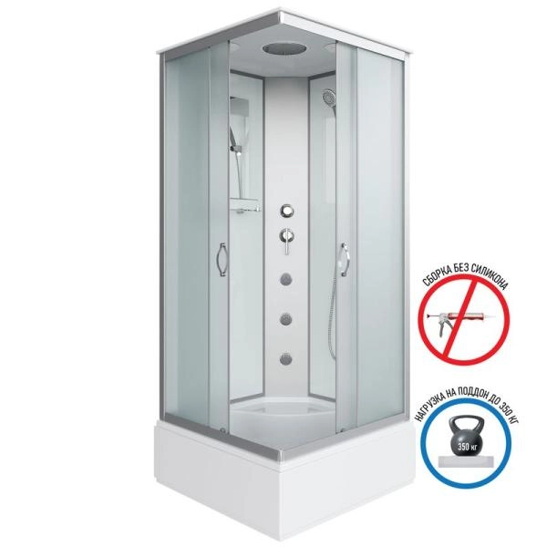 Душевая кабина Niagara NG-1108-14G 900х900х2150 средний поддон 26см стекло матовое с полкой