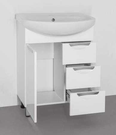 Тумба под раковину Style Line Elfante Жасмин 65 (3 ящ.) напольная с ящиками, белая