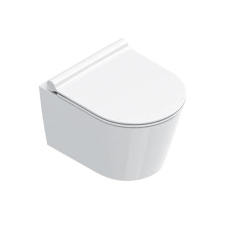 Catalano ZERO Унитаз подвесной укороченный 46x35, безободковый, смыв Tornado, покрытие Cataglaze+, без крепежа, цвет белый глянцевый