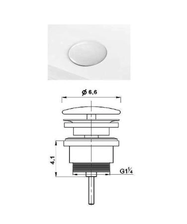 Донный клапан с керамической крышкой Vincea DBS-216, белая крышка, без перелива