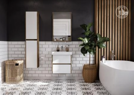 Тумба под раковину AQUATON Сканди 55 белая, дуб рустикальный 1A251701SDZ90