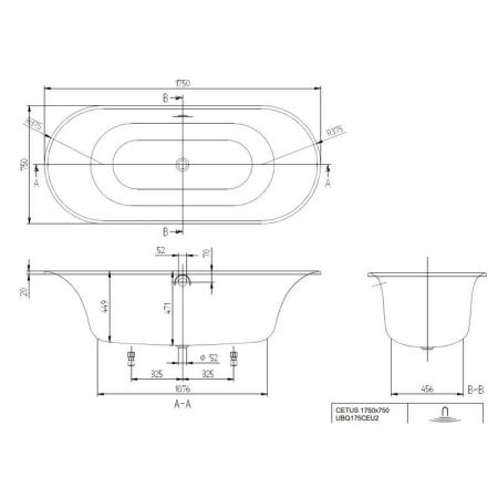 Ванна Villeroy&Boch Cetus 175x75 кварил UBQ175CEU7V-01