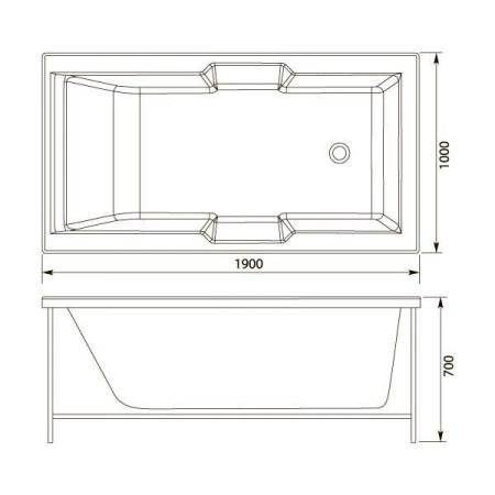 Ванна Aquanet Vega 190x100 без гидромассажа