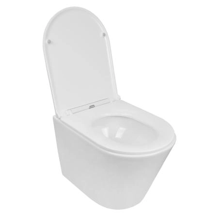 Унитазы Azario Унитаз подвесной безободковый Azario Teramo AZ-0053-UQ3 (система смыва Торнадо) с тонкой крышкой микролифт