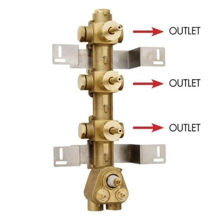 Скрытая часть термостата для душа и ванны Bossini Outlets Z030202000 на 3 выхода
