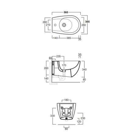 Simas Vignoni биде подвесное 56x36.5см, с 1 отв., цвет: moka matt