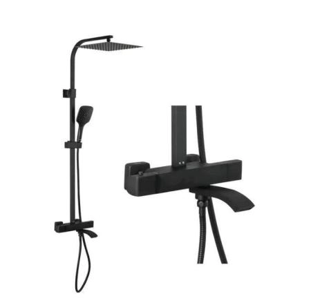Душевая система Gappo G2407-60 термостат с изливом черный верхний душ 30x30