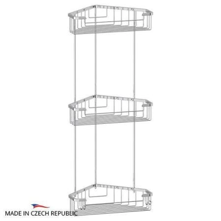 Полочка-решетка FBS Ryna RYN 009 с крючками угловая 3-х ярусная 23/23/23 cm хром
