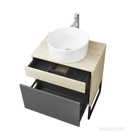 Тумба под раковину AQUATON Лофт Урбан 65 серый графит, дуб орегон 1A254001LQX60