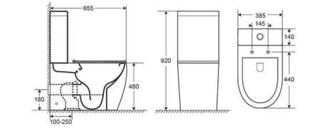 Унитаз Ceramalux 1289A напольный безбодковый с бачком ( GEBERIT ) сиденье микролифт, белый