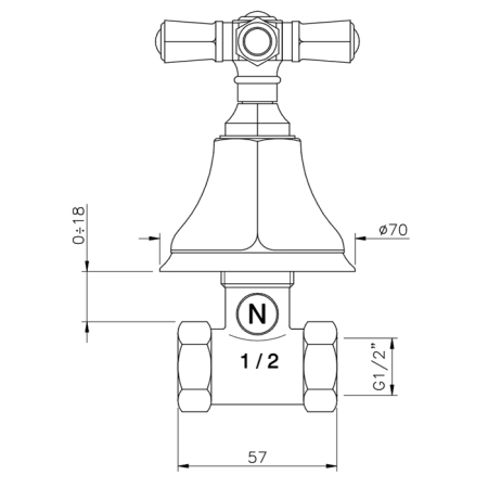 Nicolazzi Teide Вентиль запорный 1/2”, цвет: хром