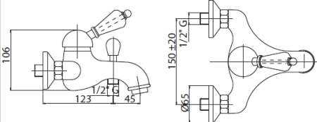 Смеситель CEZARES ELITE-VM-01-Bi для ванны,хром
