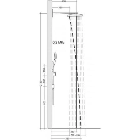 Hansgrohe 24007600 Rainmaker Select Верхний душ 460х300 мм, 3 реж., бок кроншт.460 мм черный / хром