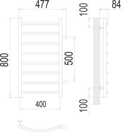 Полотенцесушитель Terminus Классик П8 400х800 бп 500 водяной