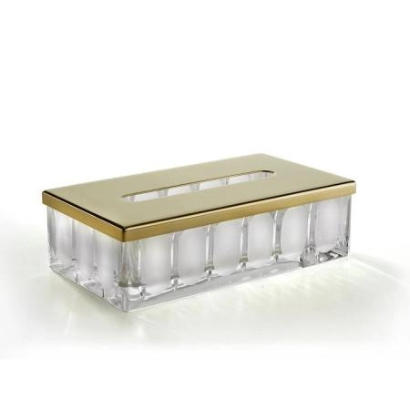 3SC Montblanc Контейнер для бумажных салфеток настольный 23хh7х12,5 см, цвет: прозрачный хрусталь/латунь
