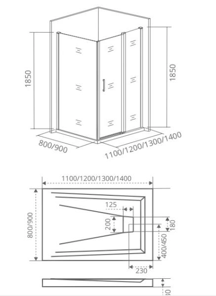 Боковая стенка GOOD DOOR Infinity SP-90-G-CH 90x175 см