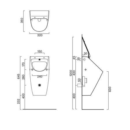 Catalano Comfort Писсуар 64x32см, цвет: белый глянцевый