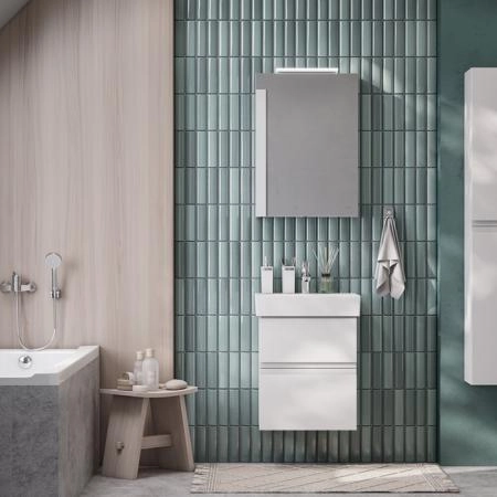 Roca Oleta Зеркальный шкаф 50х70см, DX, c LED-светильником, цвет: белый матовый