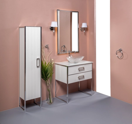 Зеркало Boheme MONACO с подсветкой 70*110CM глянец белая +хром 566-WCR