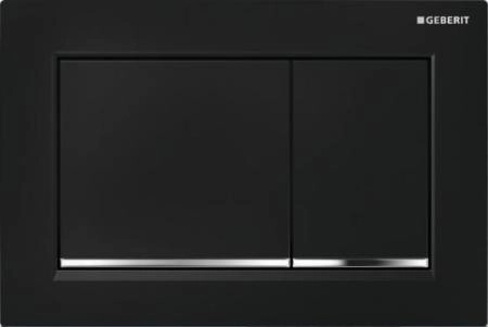 115.080.KM.1 Geberit Omega 30 Кнопка смывная для инсталляции, цвет черный/глянцевый хром/черный