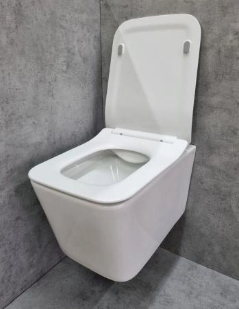 Унитаз Ceramalux 5170MW подвесной безободковый сиденье микролифт белый матовый 520x350x345