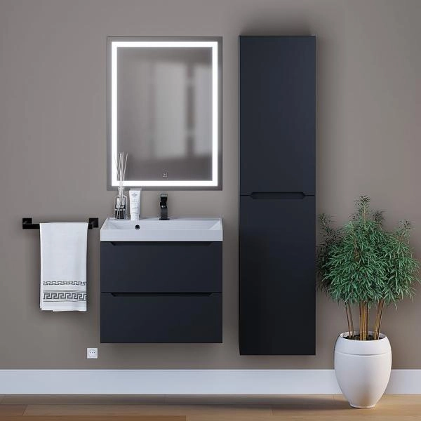 Шкаф-пенал для ванной Uperwood Tanos 33*27*150 см, подвесной, черный матовый левый