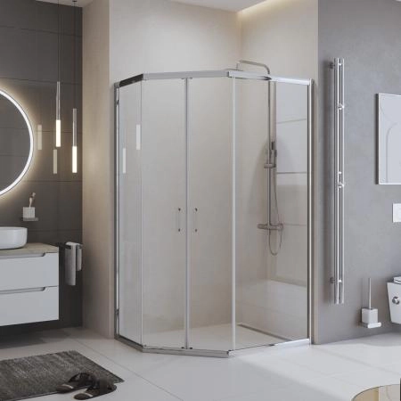 Душевой уголок BelBagno UNO-195 100x80 прозрачное стекло 5 мм профиль хром UNO-195-PH-2-100/80-C-Cr
