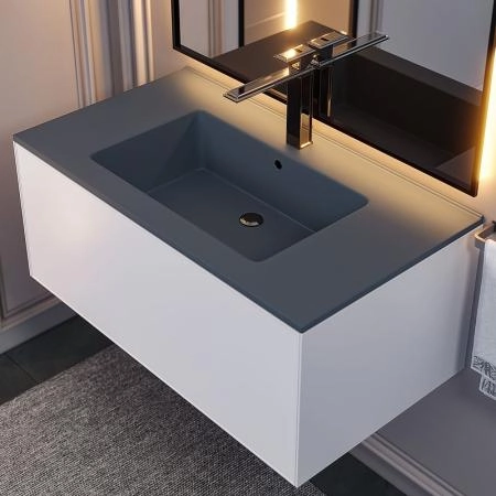 Раковина кварцевая Uperwood Parma Quartz, 85 см, серая матовая, бетон