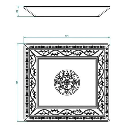 THG MARQUISE NOIR DECOR OR Поднос керамический 171х154 мм., настольный, middle size, декор черный/золото, цвет: белый