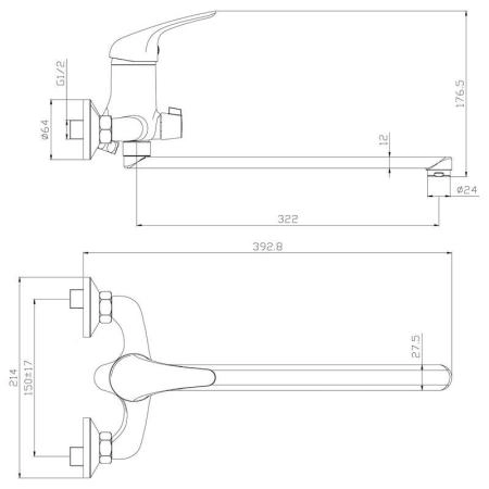 Смеситель Rossinka Y40-32 для ванны универсальный