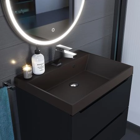 Раковина кварцевая Uperwood Classic Quartz 60 см, коричневая матовая, трюфель