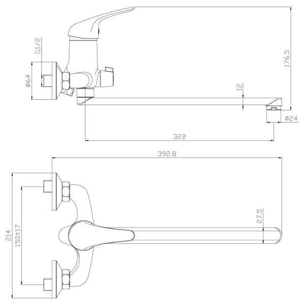 Смеситель Rossinka Y40-32 для ванны универсальный