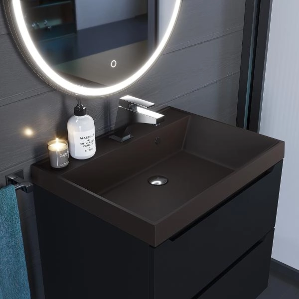 Раковина кварцевая Uperwood Classic Quartz 60 см, коричневая матовая, трюфель