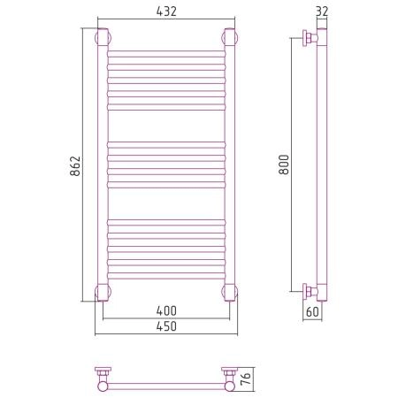 Полотенцесушитель Сунержа Богема+ 450x862 водяной