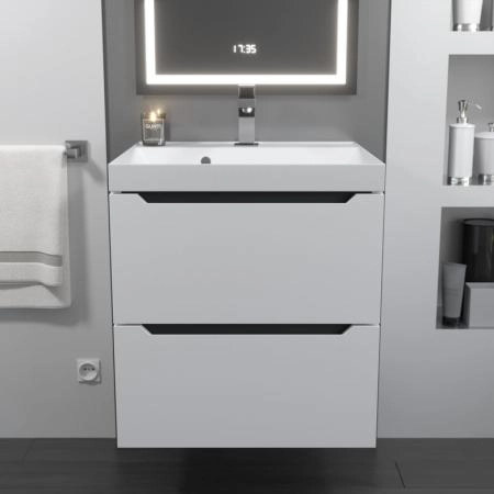 Тумба под раковину для ванной Uperwood Tanos NEW 50 см, подвесная, белая/графит