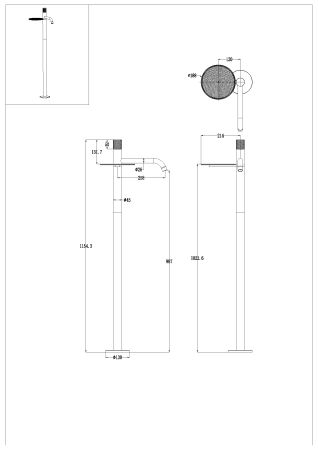 Смеситель STICK Boheme напольный для умыв. Shine Gun Metal с ручкой DIAMOND 120-SGM