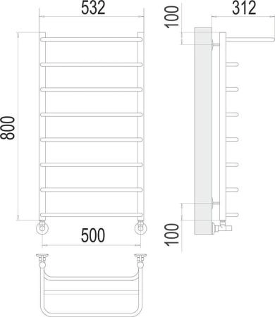 Полотенцесушитель Terminus Полка П8 500х800 водяной