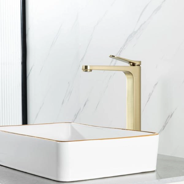 Смеситель GAPPO G1010-23 для раковины высокий, золотой сатин
