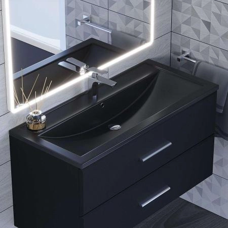 Раковина кварцевая Uperwood Foster Quartz 100 см, черная матовая, космос