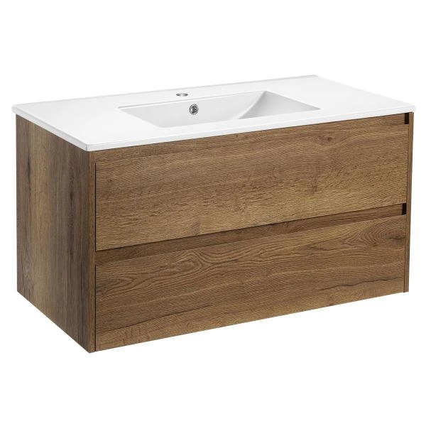 Тумба под раковину Vincea Gio 100 подвесная, 2 ящика soft-close, цвет T.Oak