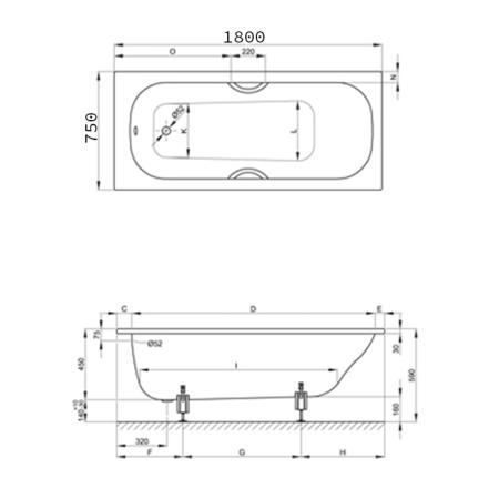 Bette Classic Ванна 180х75х45см., встраиваемая, с шумоизоляцией, покрытие BetteGlasur ® Plus, цвет: белый